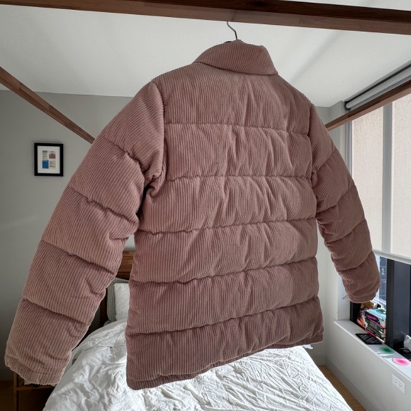 Patagonia Women Fjord Cord Corduroy S Down Puffer Coat Jacket COZY PEACH - Picture 7 of 8